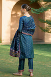 Royal Blue Radiance: Silk Kurta Pant Set with Dupatt