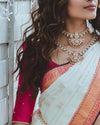 Royal Off-White Kanchipuram Saree