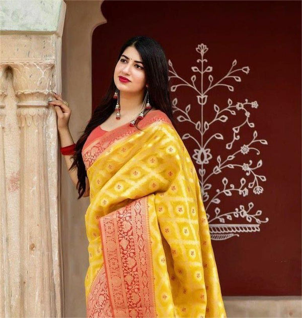 Marigold Majesty Banarasi Silk