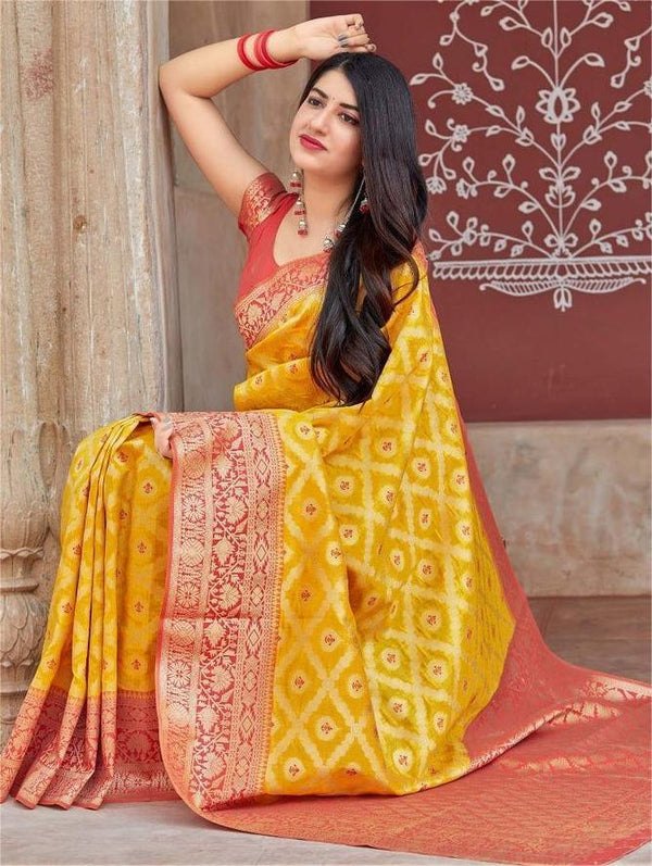 Marigold Majesty Banarasi Silk