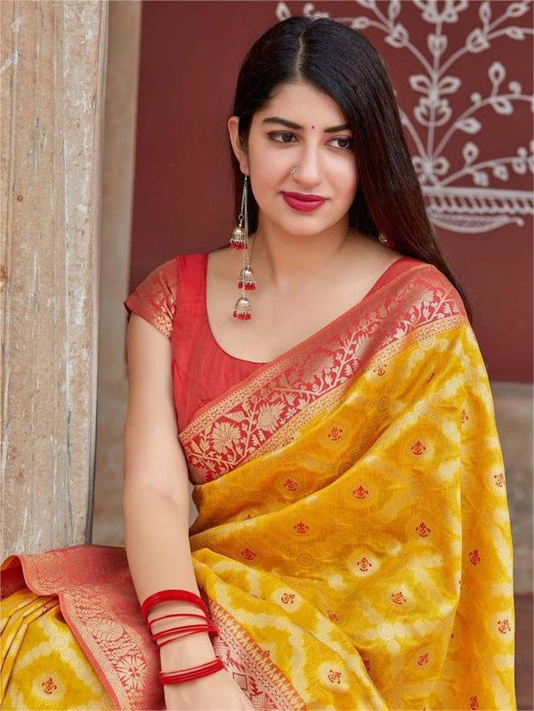 Marigold Majesty Banarasi Silk