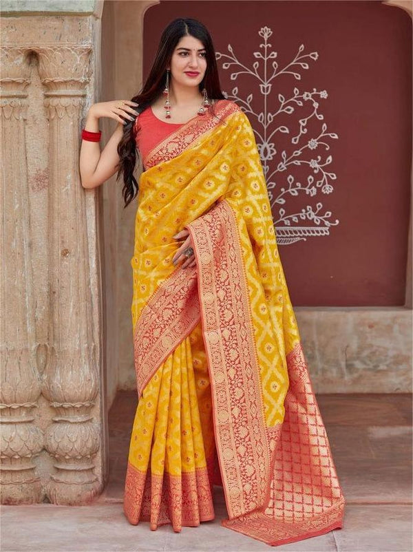 Marigold Majesty Banarasi Silk