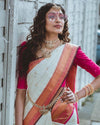 Royal Off-White Kanchipuram Saree