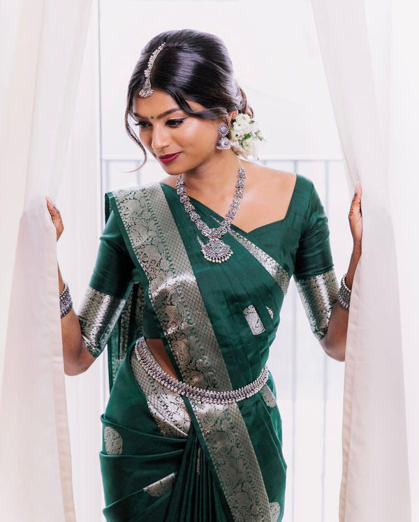 Emerald Enchantress: The Timeless Silk Saree