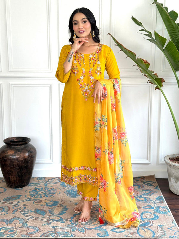 Golden Petal Floral Attire Suit