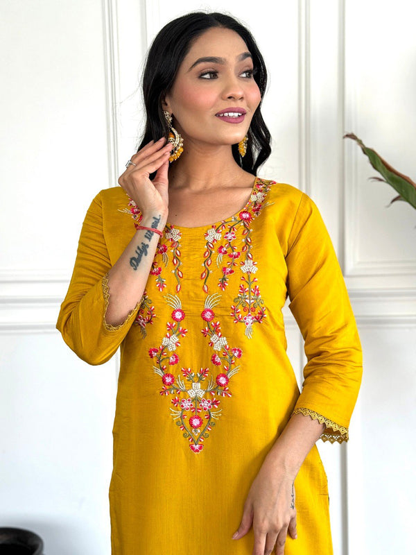 Golden Petal Floral Attire Suit