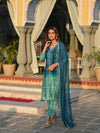 Unrivaled Teal Kurta Set with Authentic Dupatta