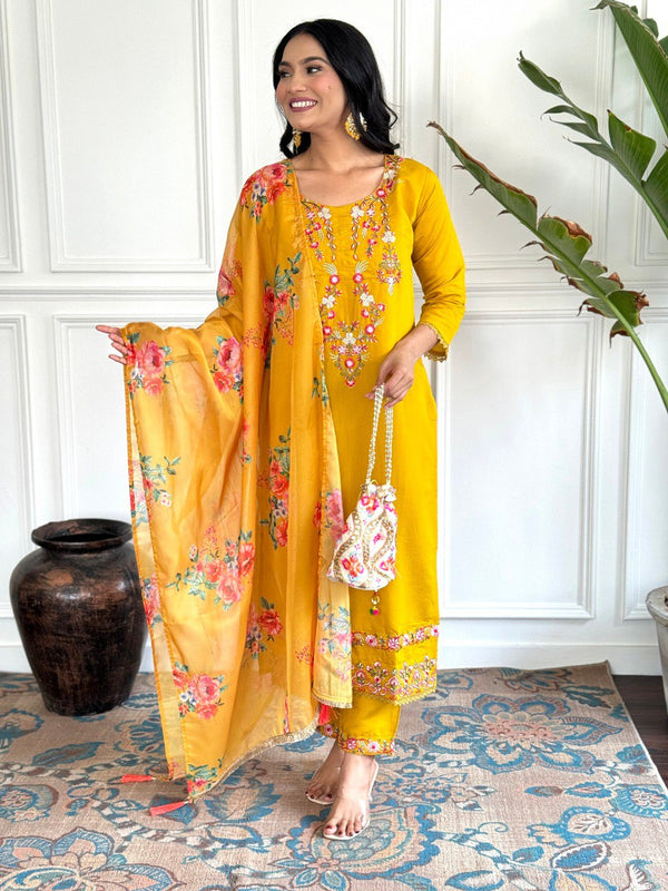 Golden Petal Floral Attire Suit