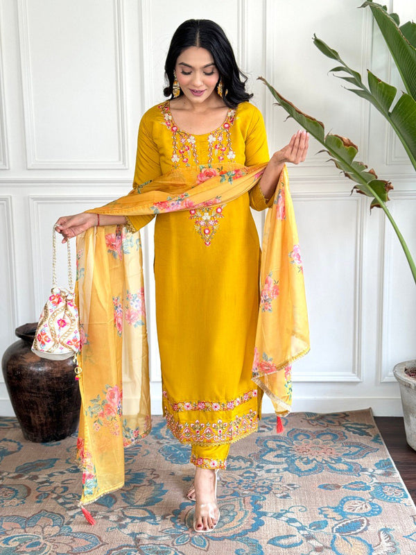 Golden Petal Floral Attire Suit