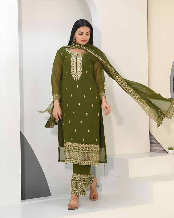 Earthy Glam Embroidered Suit